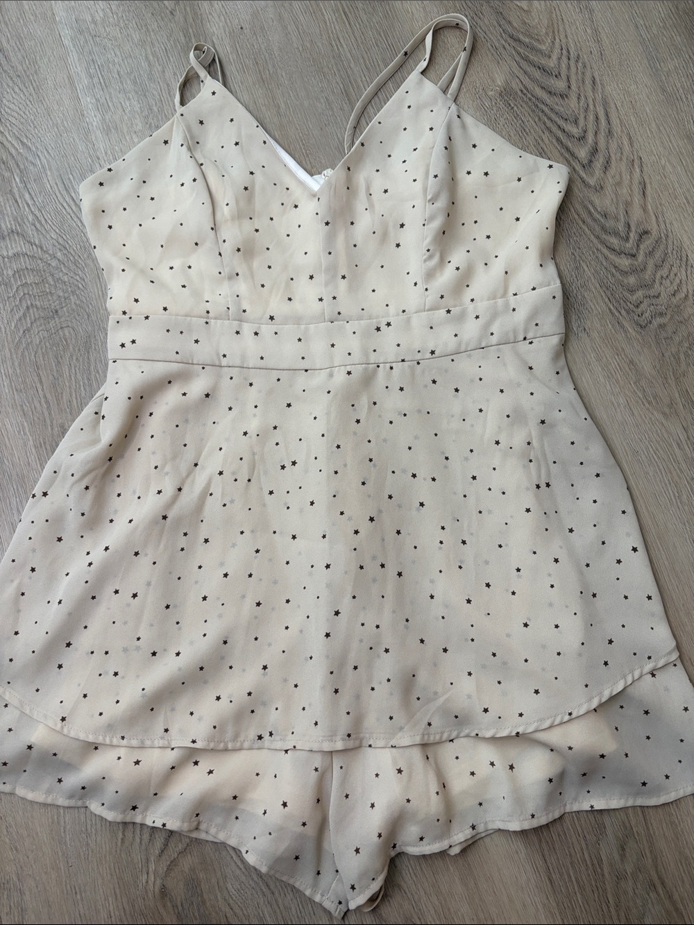 Altar'd State Cream Star Print Romper Size L Great Condition festival novelty
